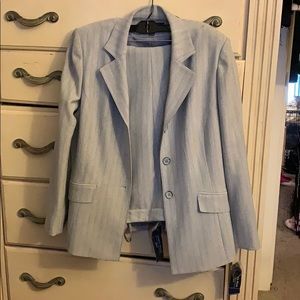 Ladies gray suit with black stripes size 12